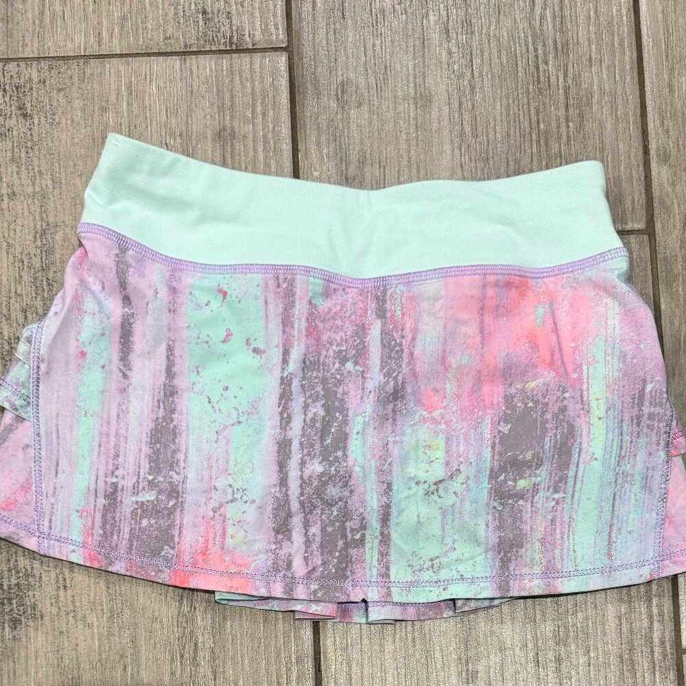 ivivva by lululemon skirt with shorts, light blue, purple, & pink, girls size 7